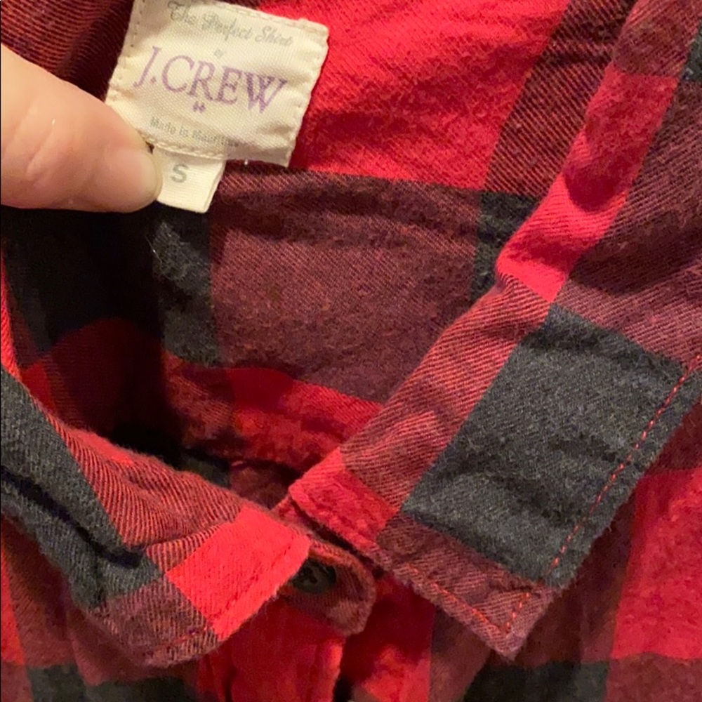 Jcrew Red And Grey Check Button Up - image 3